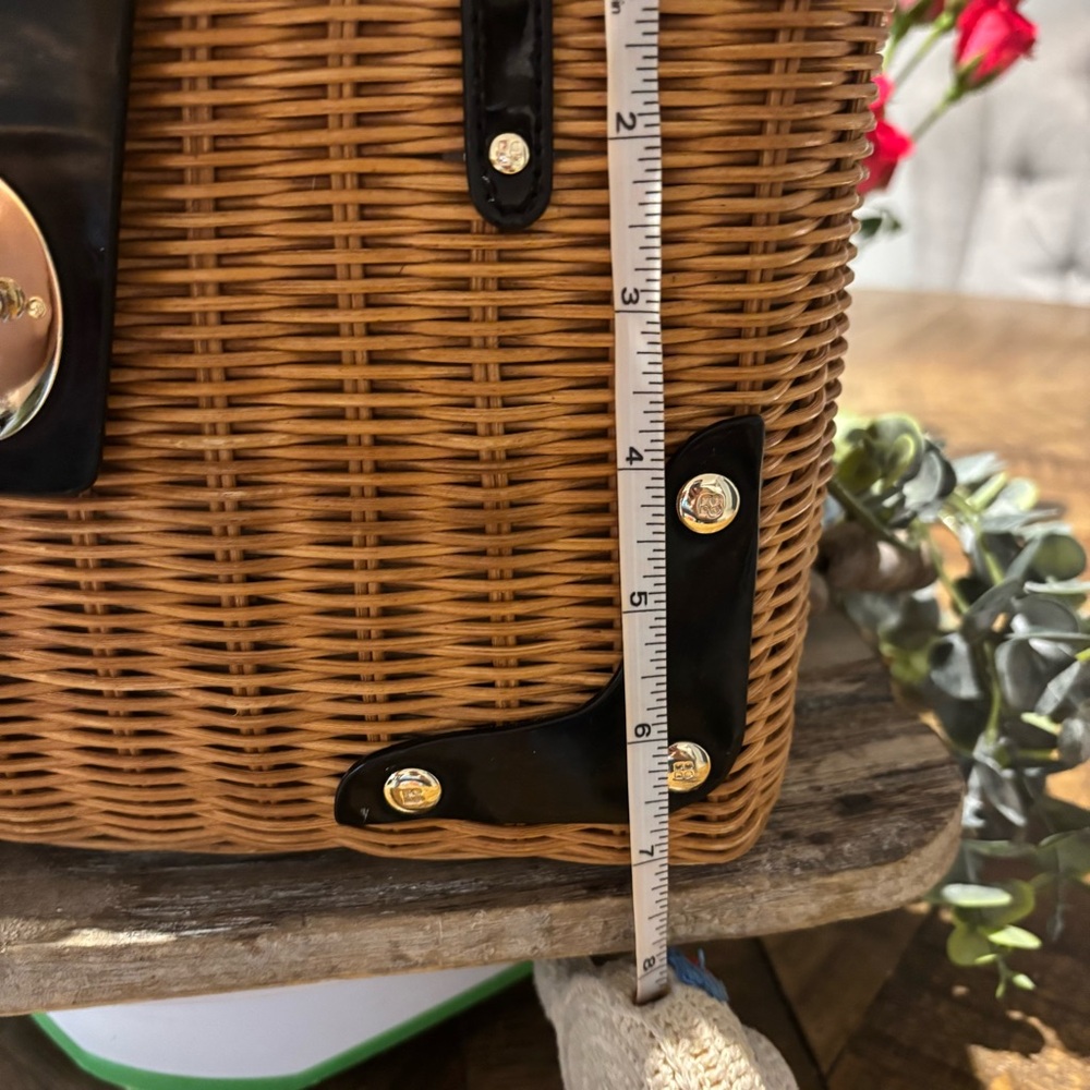 KATE SPADE NEW YORK Wicker Leather Trimmed Square Basket Bag - Picture 11 of 15